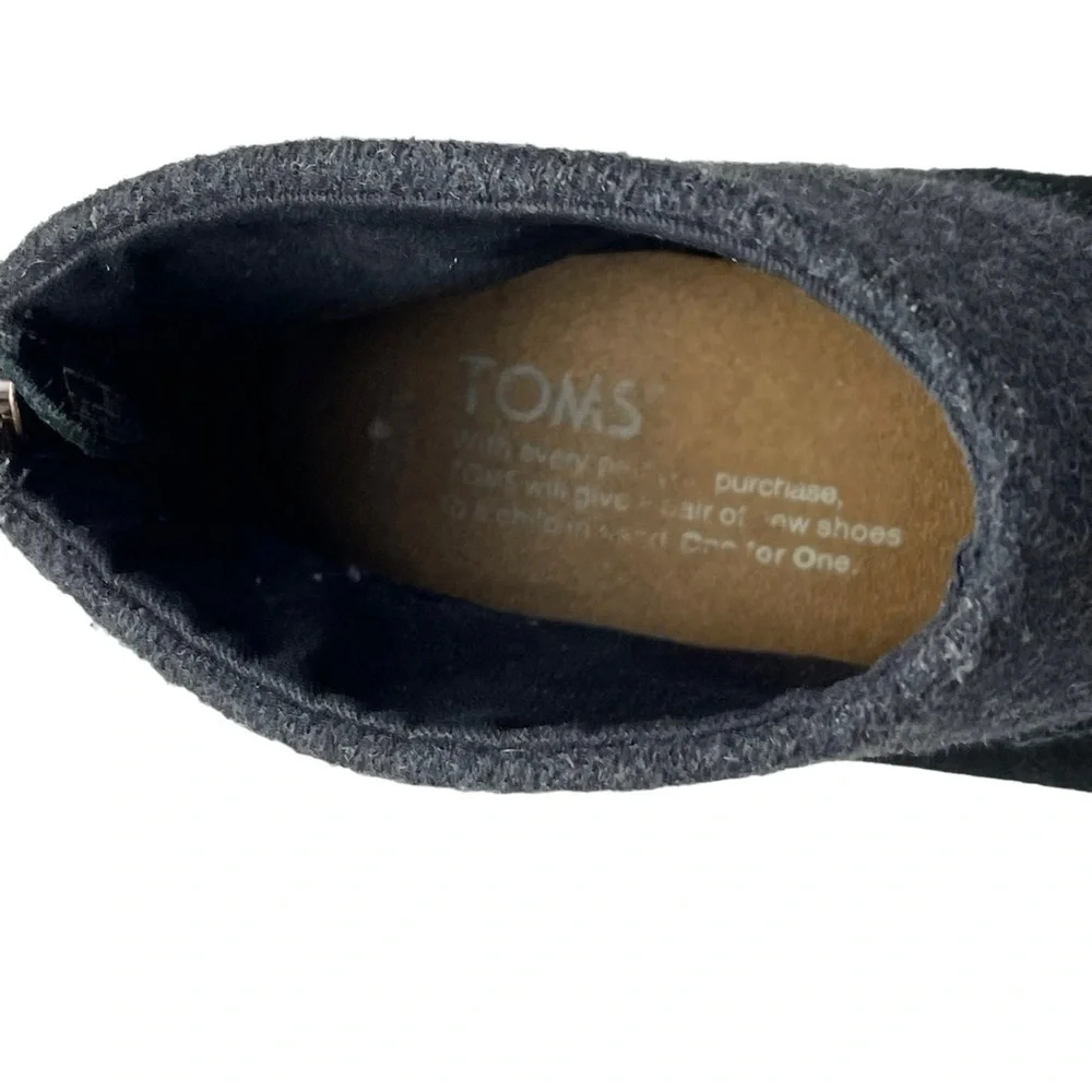 TOMS LEILA 740706 SUEDE FELT COLORBLOCK STACKED HEEL ANKLE BOOTS BOOTIES